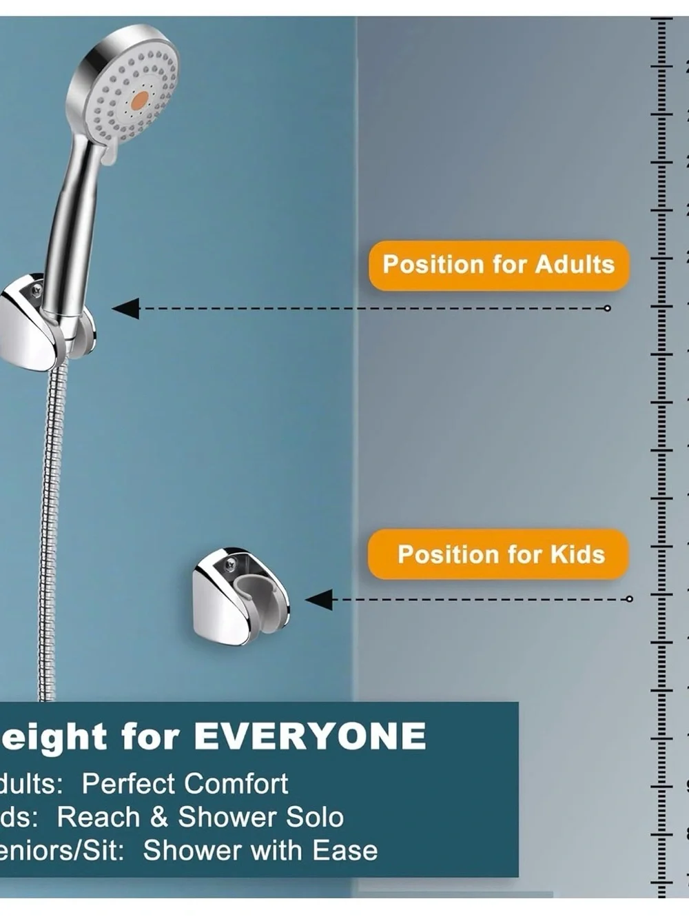 Chrome and White Shower Head Holder